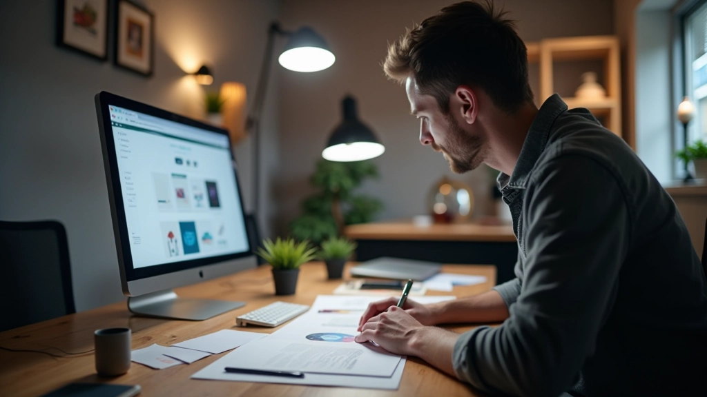 Designer working on interactive prototype with design tools